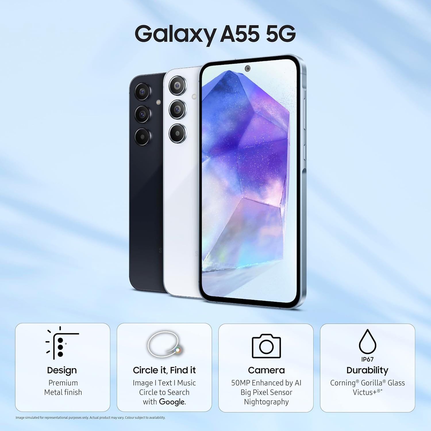 (Refurbished) Samsung Galaxy A55 5G 12GB/256GB - Awesome Iceblue | Excellent Condition - Image 4