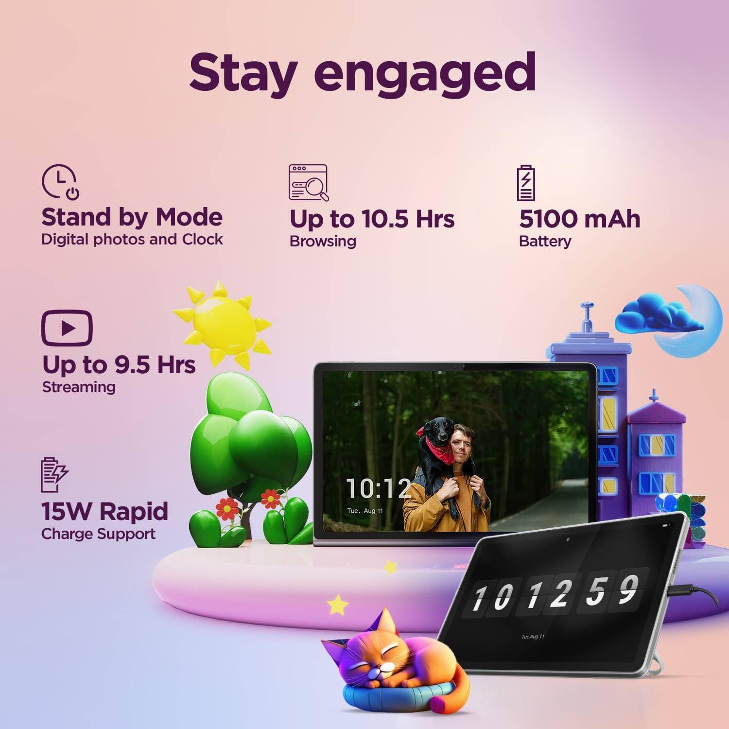 (Refurbished) Lenovo Tab 10.1" Wi-Fi 4GB/64GB - Android 14, Dolby Atmos, Polar Blue | Excellent Condition - Image 5