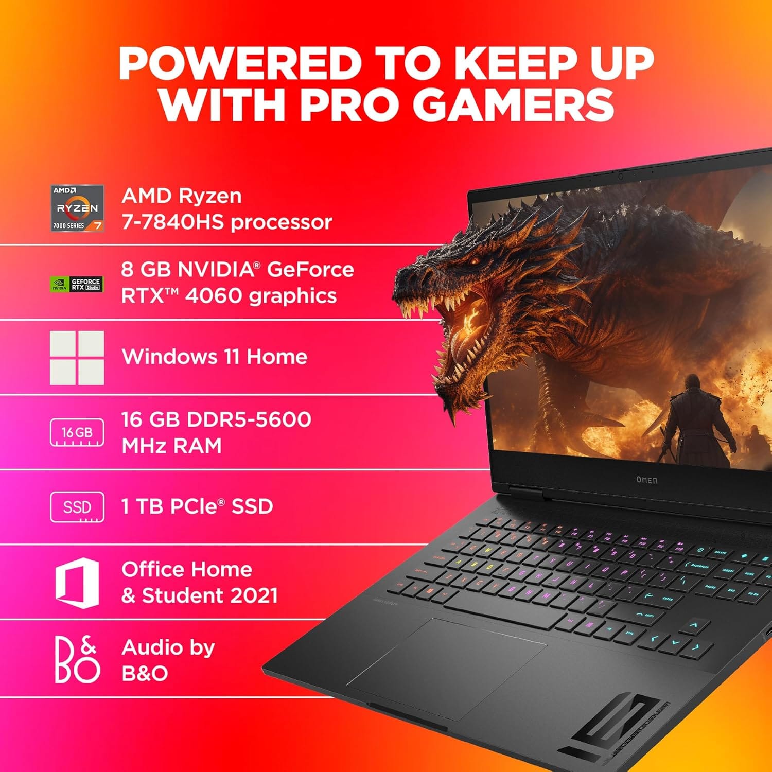 (Refurbished) HP Omen 16.1" Gaming - Ryzen 7 7840HS, RTX 4060 8GB, 16GB RAM, 1TB SSD, 165Hz | Excellent Condition - Image 4