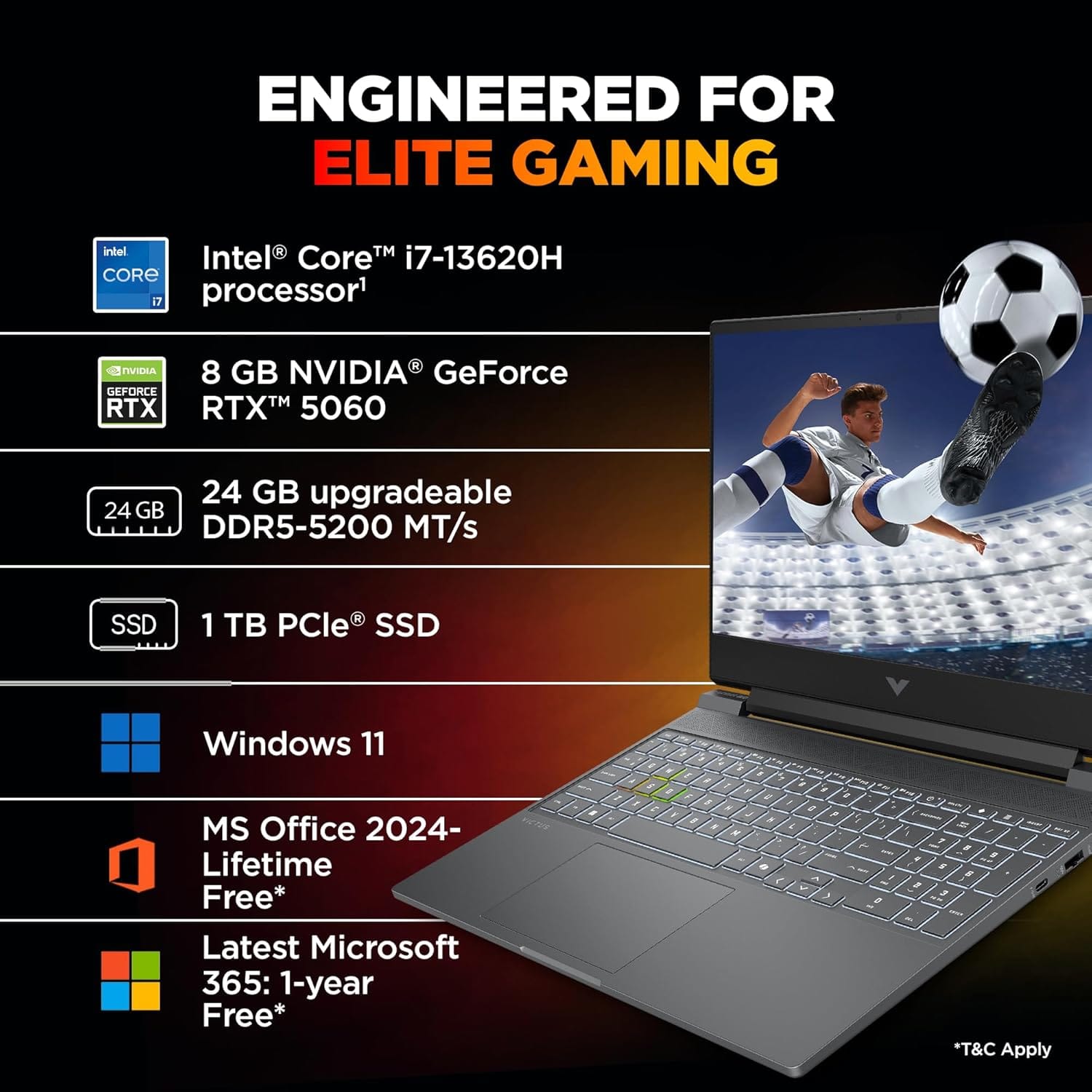 (Refurbished) HP Victus 15.6" Gaming - Core i7-13620H, RTX 5060 8GB, 24GB RAM, 1TB SSD, 144Hz | Excellent Condition - Image 4