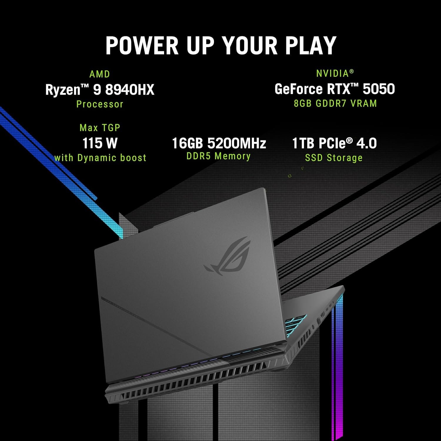 (Refurbished) ASUS ROG Strix G16 - Ryzen 9 8940HX, RTX 5050 8GB, 16GB RAM, 1TB SSD, 165Hz | Excellent Condition - Image 4