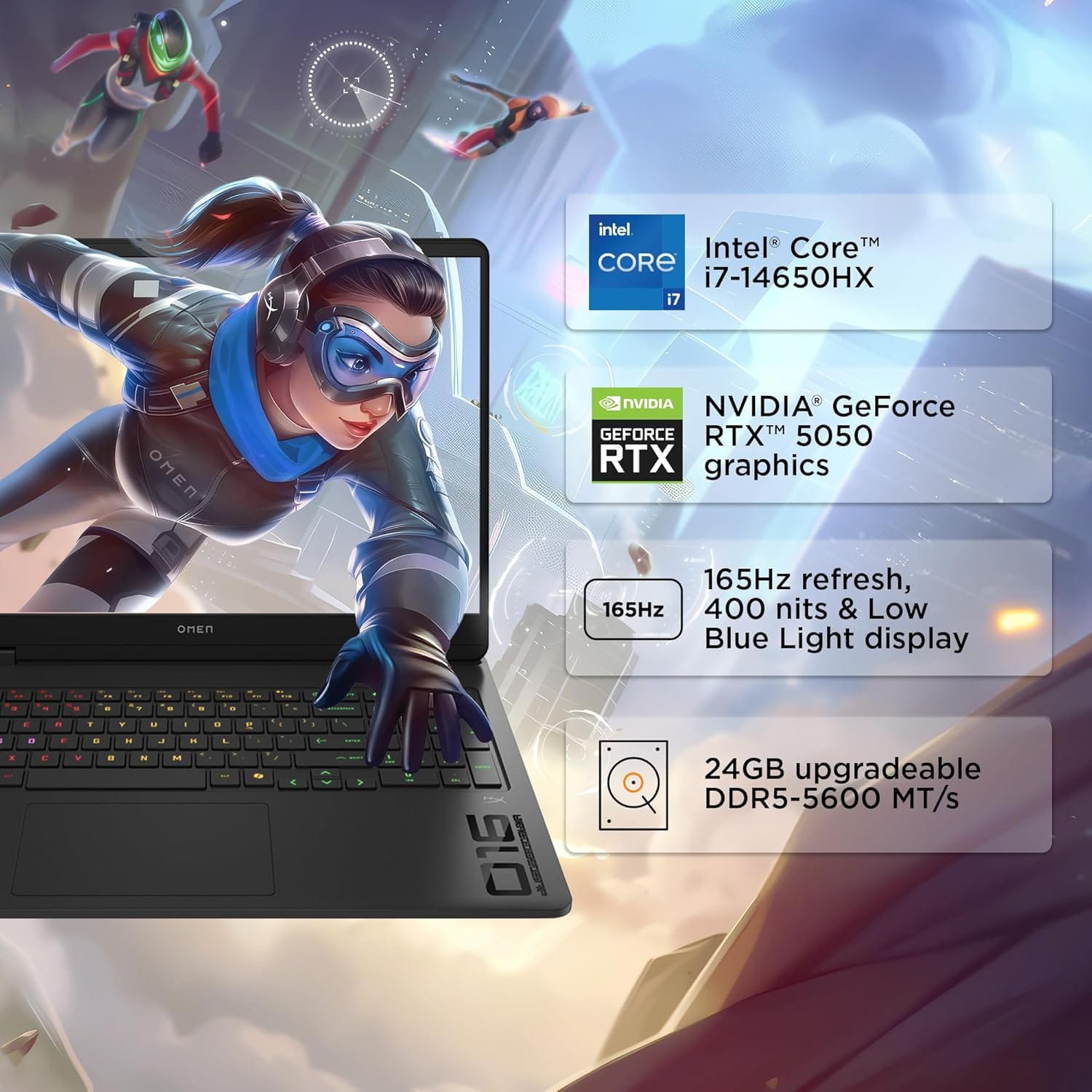 (Refurbished) HP Omen 16" Gaming - Core i7-14650HX, RTX 5050 8GB, 24GB RAM, 1TB SSD, 2K 165Hz | Excellent Condition - Image 4